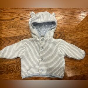Little Me Baby Cardigan w/ Bear Ears 100% Cotton Knit Soft Infant Sweater | 6M